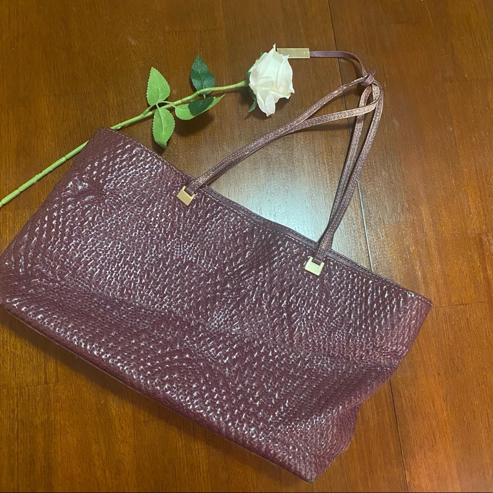 Ivanka Trump textured faux leather purple bag with golden
details